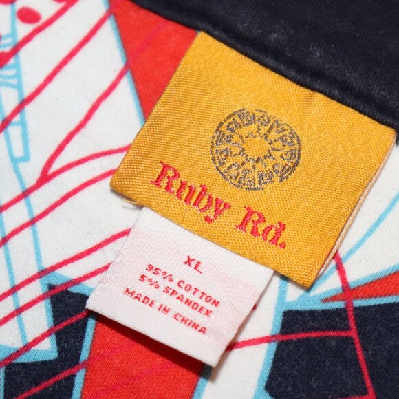 Ruby Rd. Beaded Blouse – XL – Red, White & Blue Boho Chic · 3/4 Sleeves · - Picture 2 of 7